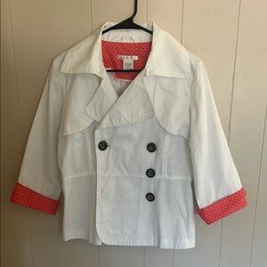 Charlotte Russe White and Pink Pea Coat with Textured Fabric